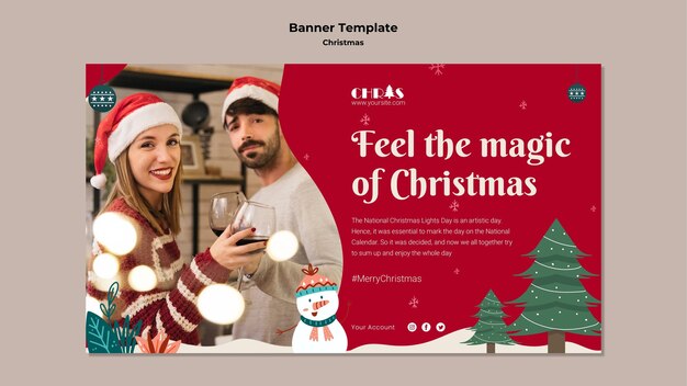 Festive christmas horizontal banner template