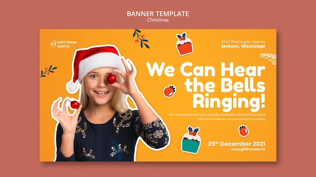 Festive christmas horizontal banner template