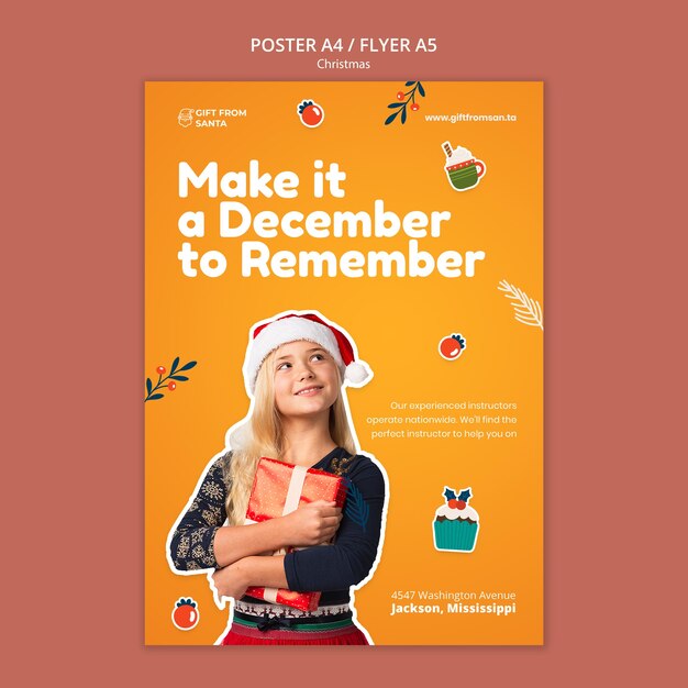 Festive christmas vertical print template