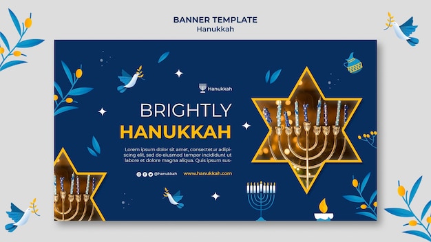 Free PSD festive hanukkah horizontal banner template