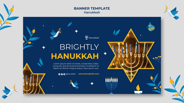 Festive hanukkah horizontal banner template