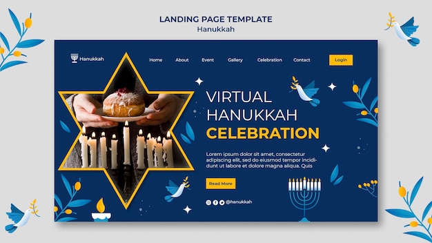 Free PSD festive hanukkah landing page template