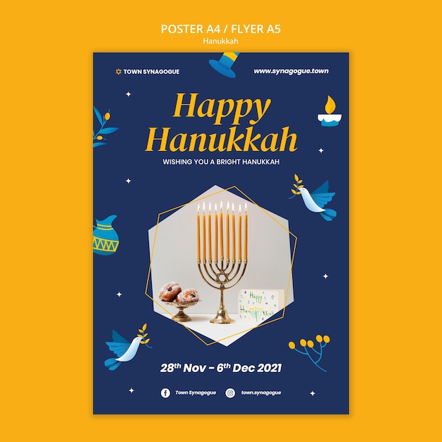 Free PSD festive hanukkah print template