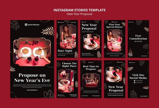 Festive new year eve ig stories set