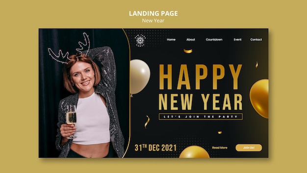 Festive new year eve landing page template