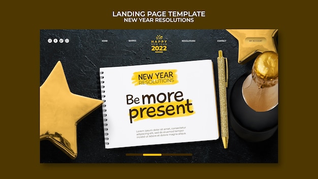 Festive new year goals landing page template