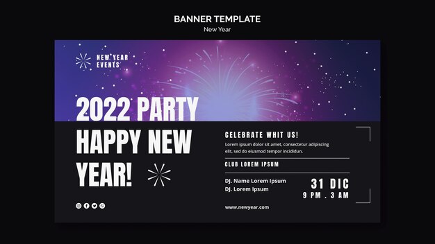 Festive new year party horizontal banner template