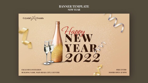 Festive new year party horizontal banner template