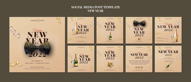 Free PSD festive new year party instagram posts collection