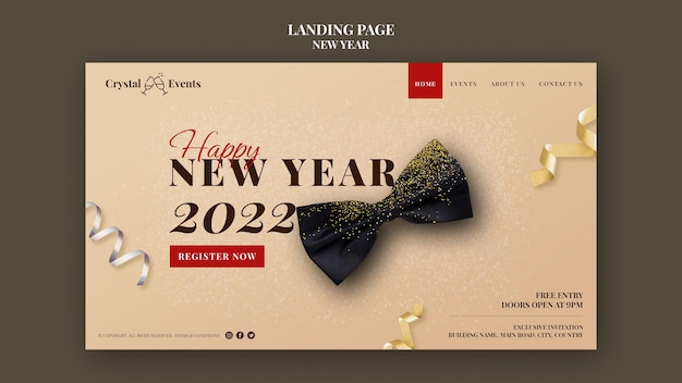 Free PSD festive new year party landing page template