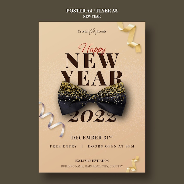 Free PSD festive new year party poster template