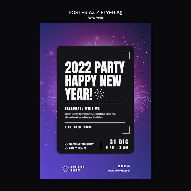 Free PSD festive new year party poster template