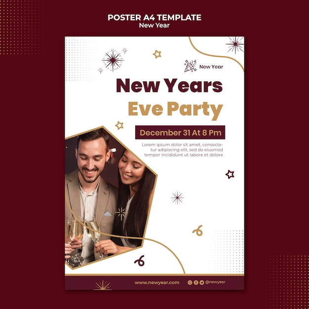 Free PSD festive new year vertical print template