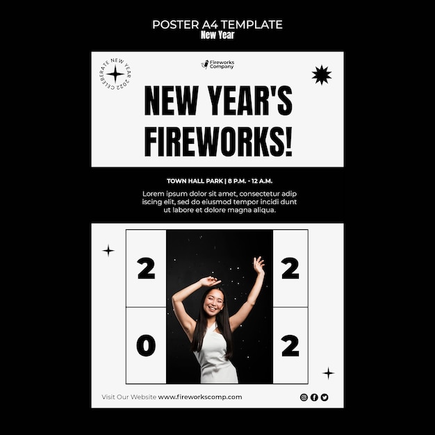 Free PSD festive new year vertical print template