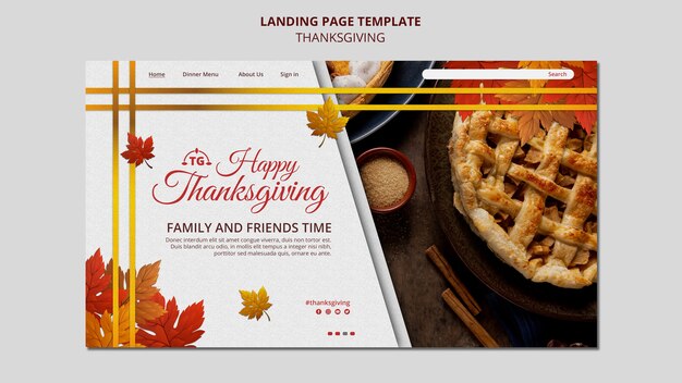 Festive thanksgiving day landing page template