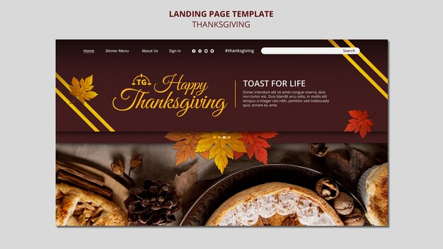 Festive thanksgiving day landing page template