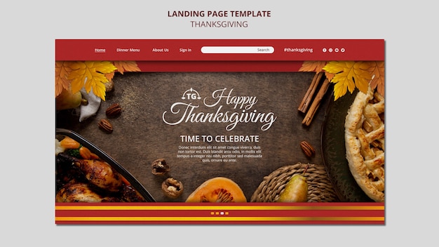 Festive thanksgiving day landing page template