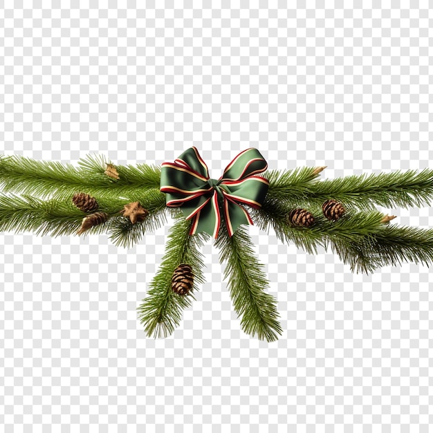 Festive tree limb adorned with bow isolated on transparent background