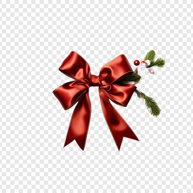 Festive tree limb adorned with bow isolated on transparent background