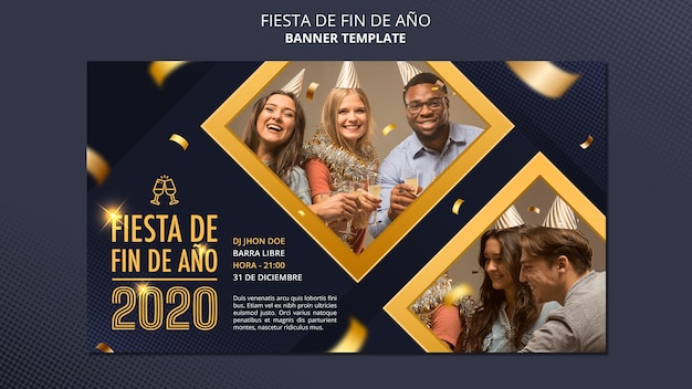 Fiesta de fin de ano horizontal banner template