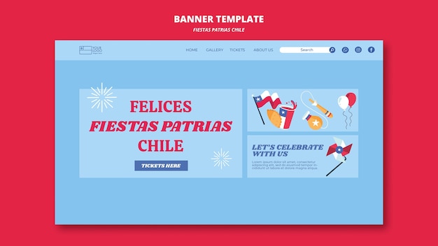 Free PSD fiestas patrias chile  landing page template