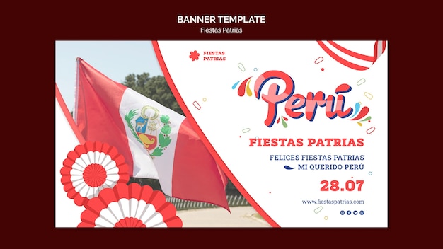 Fiestas patrias horizontal banner template with rosette