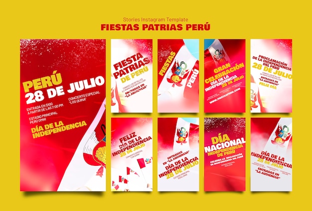 Free PSD fiestas patrias peru celebration instagram stories