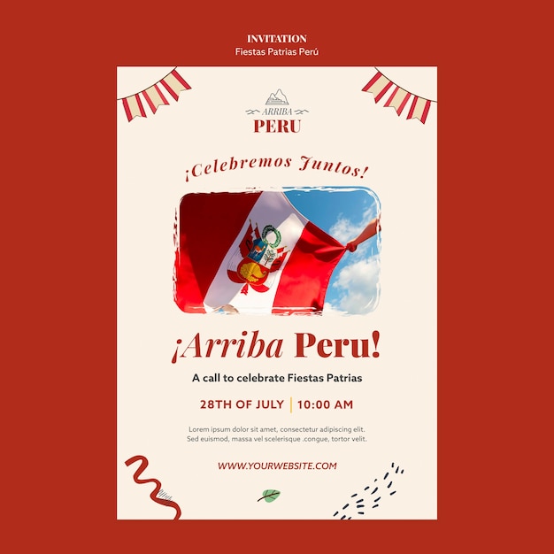 Free PSD fiestas patrias peru invitation template