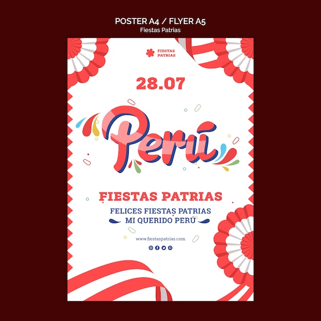 Fiestas patrias vertical poster template with rosette