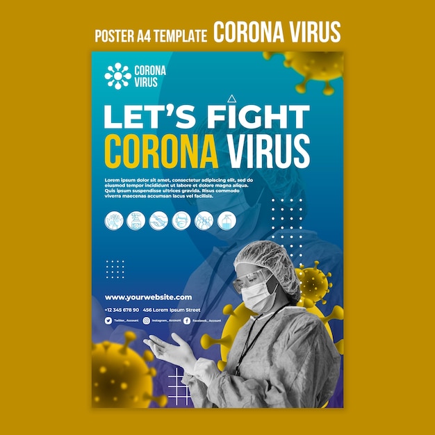 Free PSD fight coronavirus poster template