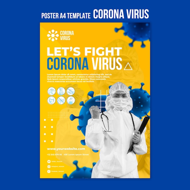 Free PSD fight virus  poster template