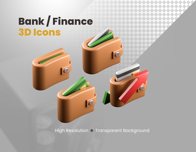 Free PSD finance banking 3d icons set