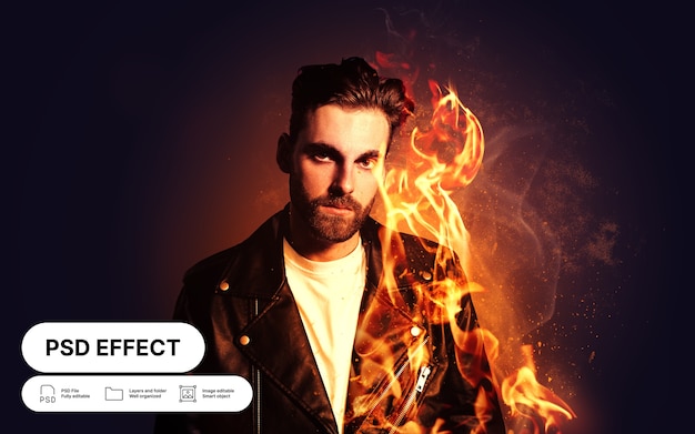 Free PSD fire photo effect