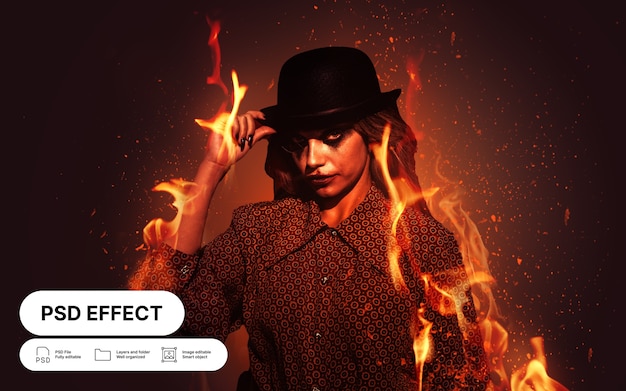 Free PSD fire photo effect