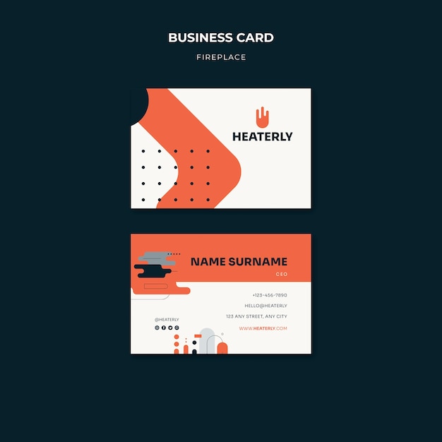 Fireplace concept business card template