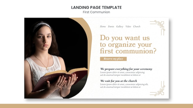 Free PSD first communion landing page template