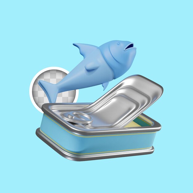 Fish can icon 3d illustration