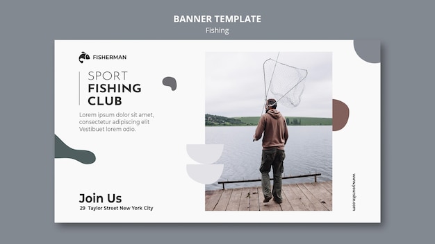 Free PSD fishing concept banner template