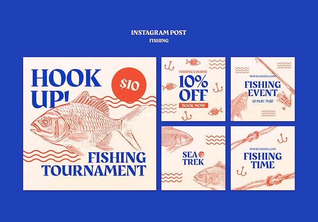 Free PSD fishing time  instagram posts