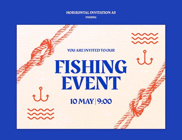 Free PSD fishing time invitation template