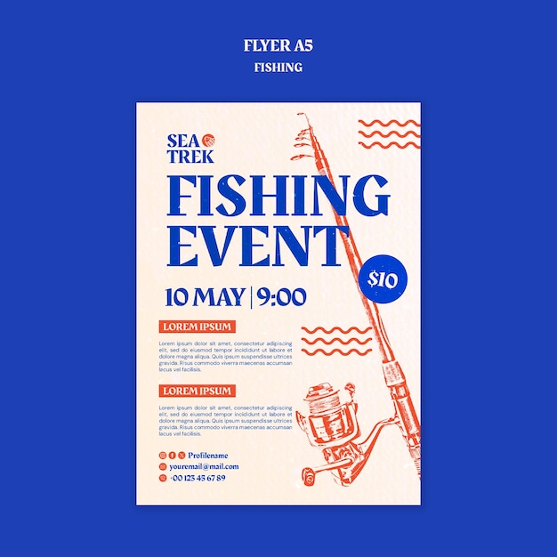 Free PSD fishing time poster template