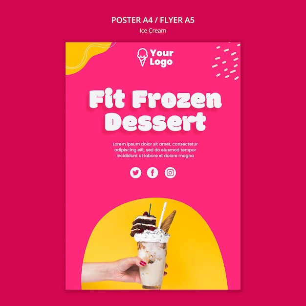 Free PSD fit frozen dessert poster template