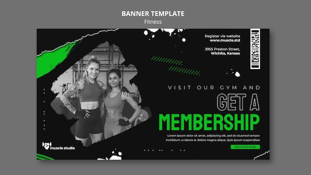 Free PSD fitness and health horizontal banner template