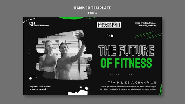 Fitness and health horizontal banner template