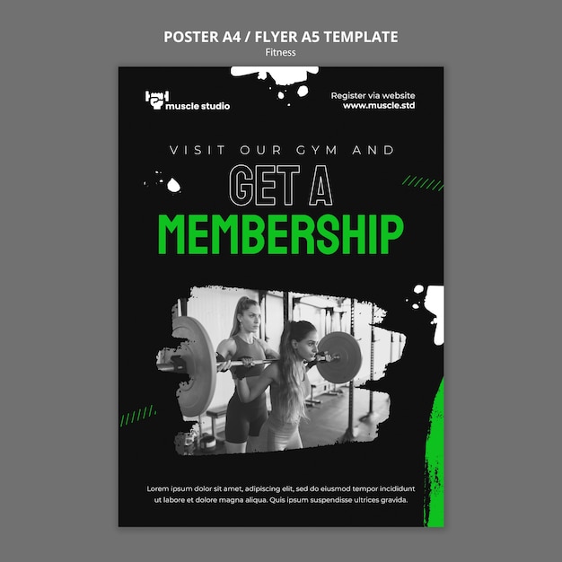 Fitness and health vertical flyer template