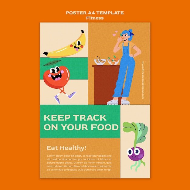 Free PSD fitness and health vertical poster template