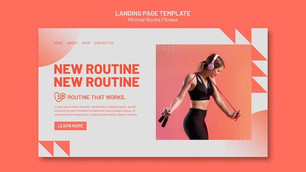 Free PSD fitness landing page template