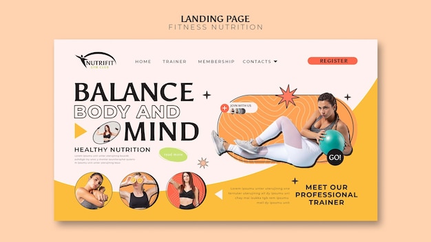 Fitness nutrition landing page template