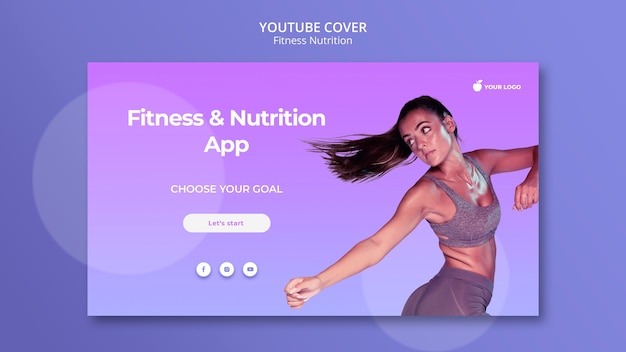 Free PSD fitness nutrition youtube cover template