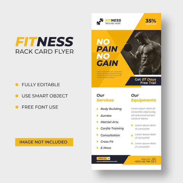 Free PSD fitness rack card dl flyer template